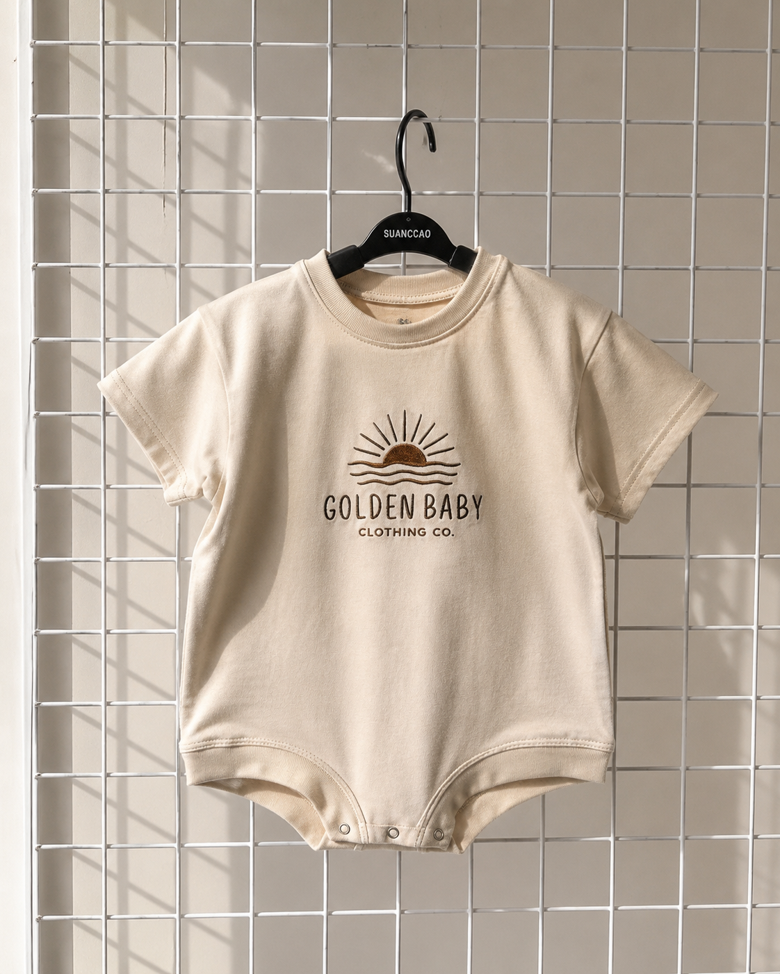 Oversized Tee Romper - Beige